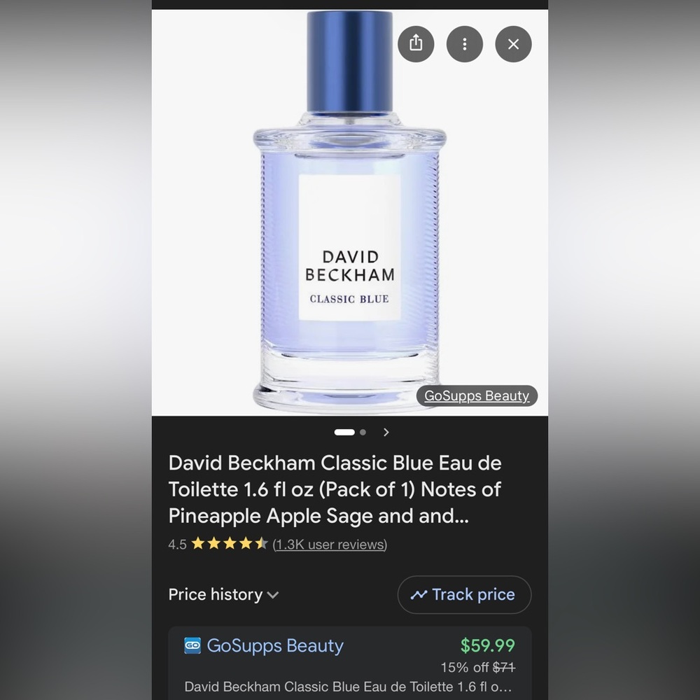 David Beckham Classic Blue Eau de Toilette - Light Blue Bottle